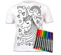 Splat Planet Stars Unicorn Coloring T-Shirt with 10 Washable Markers - Reusable Coloring T-Shirt for Kids, Birthday Gift (Ages 12-13) White