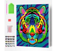 Splat Planet Tiger Framed Diamond Painting Kit, Rhinestone, Framed Diamond Art, 5D Diamond Painting Kit, Home Wall Decoration,Arts and Crafts for Adults,Kids,30x40cms