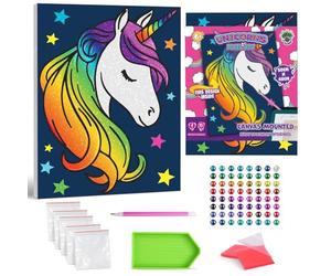 Splat Planet Unicorn Framed Diamond Painting Kit, Rhinestone, Framed Diamond Art, 5D Diamond Painting Kit, Home Wall Decoration, Arts and Crafts for Adults, Kids, 30x40cms