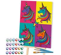 Splat Planet Unicorn Pop Art Painting by Numbers Framed, Fluorescent Neon Paint,Colouring by Numbers,Painting for Wall Art,Paint by Number Kits On Canvas for Adults, Kids. 30x40cms
