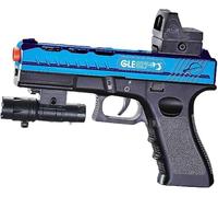 Splatter Ball Gun Automatic, Gel Ball Blaster Gun Full-auto and semi-auto with Goggles, Long Range Blowback Pistol for Shooting Team Games Outdoor Activities Ages 8+ (Blue)