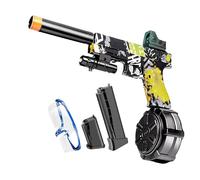 Splatter Ball Gun Automatic, Gel Ball Blaster Gun Full-auto and semi-auto with Goggles, Long Range Blowback Pistol for Shooting Team Games Outdoor Activities Ages 8+