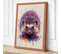 Splatter Hedgehog Eclectic Canvas Wall Art Print 18x12 Inch (46 x 30 cm)