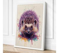 Splatter Hedgehog Eclectic Canvas Wall Art Print 18x12 Inch (46 x 30 cm)