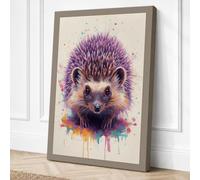 Splatter Hedgehog Eclectic Canvas Wall Art Print 24x16 Inch (61 x 41 cm)