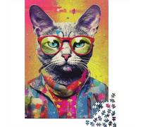 Splatter Paint Cat Jigsaw Puzzle 1000 Piece Recycled Paper for Adults Stylish FelinePuzzle Educational Game Decompression Home Activity Great Gift Idea 70x50cm/1000pcs