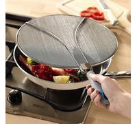 Splatter Screen - 29cm Stainless Steel Odour Absorbent Frying Pan Splatter Guard Lid Cover with Carbon Filter & Folding Handle mysmartbuy Grey One Size