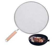 Splatter Screen for Frying Pan, 21 cm Stainless Steels Fine Mesh Frying Pan Splatter Guard with 6 in Wooden Handle, Stops 99% of Hot Oil Splash Protects Skin from Cooking