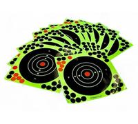 Splatter Shooting Targets, Pack Of 20, 8 inch x 8 inch, Self Adhesive Reactive Splash Targets, Entry Hole Turns Yellow When Hit, Air Rifles, Pistols, BB guns