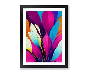 Splattered Flower No.1 Abstract Framed Print | A2 Black Framed Wall Art | Ready to Hang | Abstract Floral Picture | Living Room Bedroom Lounge Office