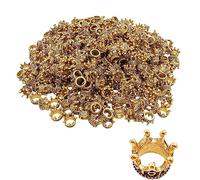 Spldsun 150 Pieces Mini Gold Crown for Decoration, Mini Crown Crafts, Mini Gold Crown Alloy, for Jewellery Making Accessories (Gold with Black)