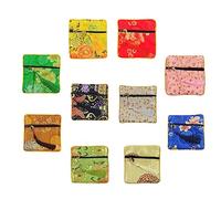 Spldsun Jewellery Pouch, Set of 10 Silk Bags with Zipper, Brocade Bag, for Storing Jewellery, 11.5 cm, 10 Colors