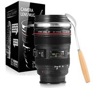 Splend Camera Lens Coffee Mug, Stainless Steel Tumbler with Lid and Spoon