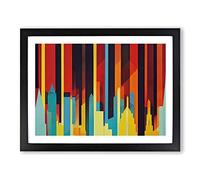 Splendid Abstract City Skyline Framed Print | A2 Black Framed Wall Art | Ready to Hang | Abstract Cityscape Picture | Living Room Bedroom Lounge Office