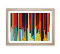Splendid Abstract City Skyline Framed Print | A2 Oak Framed Wall Art | Ready to Hang | Abstract Cityscape Picture | Living Room Bedroom Lounge Office