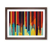 Splendid Abstract City Skyline Framed Print | A2 Walnut Framed Wall Art | Ready to Hang | Abstract Cityscape Picture | Living Room Bedroom Lounge Office