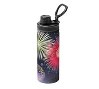 Splendid fireworks 18OZ sports thermos bottle, stainless steel, full print, suitable for outdoor, commuting, camping stool