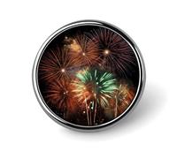 Splendid Fireworks Badge,Comfort Light in Weight Round Emblem Cute Funny Decor Brooch Smooth Does Not Fade Badges for Hats Jackets Coat Shirt