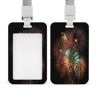 Splendid Fireworks Badge Holder,Durable Sturdy Lanyard Badge Protector Push-Pull Type Adjustable Fashionable Work ID Cover for Metro Nurse Office