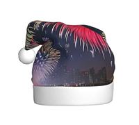 Splendid Fireworks Christmas Hat For Adult.Festive Christmas Beanie With Pom Pom, Unisex Holiday Cap For Xmas Parties.