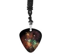 Splendid Fireworks Guitar Pick Necklace Exquisite Cool Pendant Necklaces Titanium Steel Personalized Necklaces Fashion Guitar Pick Holder Necklace Unisex Unique Gifts