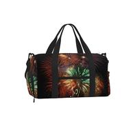Splendid Fireworks Gym Duffle Bag with Shoe Compartment Travel Weekender Overnight Bag Waterproof Sports Gym Bag with Shoulder Strap