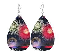 Splendid fireworks Leather Earring Pairs Teardrop Faux Leather Earrings Set for Women Lightweight Leather Dangle Drop Earrings.