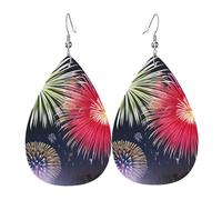 Splendid Fireworks Leather Earrings, Women'S Accessories, Suitable For Everyday Wear, Commuting And Travel.