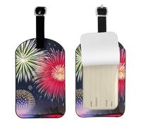 Splendid Fireworks Leather Luggage Tag-Personalised ID Bag Tag for Suitcase, Privacy Cover Travel Accessory with Strap for Suitcase Backpack