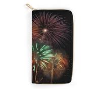 Splendid Fireworks Leather Wallet, Bifold Stylish Wallets, Credit Card Holder for Passport Covers, Purse Passport Bag for Men Women