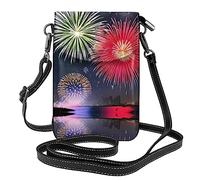 Splendid fireworks Lightweight leather crossbody phone bag, women's shoulder bag cell phone wallet, travel bag with credit card slots,