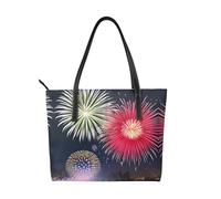 Splendid fireworks Prints Handbag. Women's printed handbag, large faux leather shoulder bag.