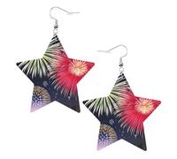 Splendid fireworks Prints Leather Star-Shaped Earrings Lightweight And Stylish Accessories For Parties Dances And Everyday Life.