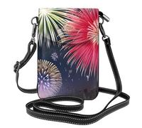 Splendid fireworks Small Crossbody Phone Bag for Women PU Leather Flip Wallet with Card Slots Adjustable Strap
