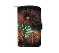 Splendid Fireworks Wallet Multifunctional Leather Wallets for Men Compact Long Wallet Credit Card Holder Passport Bag