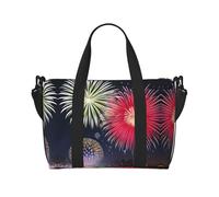 Splendid fireworks Women's Hand-held Crossbody Travel Bag, Casual Handbag with Zipper, Suitable for Work, Travel, Fitness, Travel