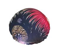 Splendid fireworks Women's shower cap, waterproof, reusable, with washable elastic cord, suitable for long hair and braids, ideal for showering.