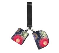Splendid Fireworks Wristlet Keychain Wallet For Women-Small Wrist Bag For Keys Cards, 2 Pack Zip Pouch For Running Gym Travel, Outdoor Sports