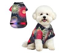 Splendid fireworks XL Pet Hawaiian Shirt for Small Dogs-Cute Summer Beach Outfit for Puppy, Soft Breathable Cat Clothes with Buttons