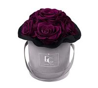 Splendid Infinity Rose Box | Velvet Grey - Infinity Roses with Many Years of Durability, Elegant Premium Roses Arrangeed in a Velvet Box, Durable Roses (XS, Velvet Plum)