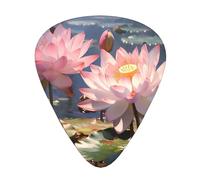 Splendid Lotus FlowerGuitar Picks, 12-Piece Pattern Set, Three Different Thicknesses for Acoustic Electric Guitar and Other Instruments