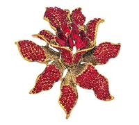 Splendid Oversize Red Crystal Rhinestone Orchid Flower Brooch Pin Winter Holiday Jewelry, Large, Crystal, crystal