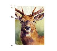 Splendid Stag Watercolour Jigsaw Puzzle Warren Reed - Designer Brown 1000 Piece