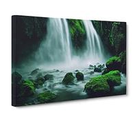 Splendid Waterfall Canvas Print | Gallery Wrapped 30mm Frame Wall Art | 30x20 inches | Ready to Hang | Contemporary Landscape Picture | Living Room Bedroom Lounge Office
