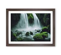 Splendid Waterfall Framed Print | A4 Walnut Framed Wall Art | Ready to Hang | Modern Landscape Picture | Living Room Bedroom Lounge Office