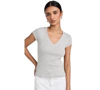Splendid Women's Faye 1x1 V Neck Tee, Heather Grey, S