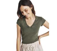Splendid Women's Faye 1x1 V Neck Tee, Olive, S