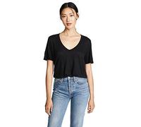 Splendid Women's Short Sleeve Modal Slub V-Neck Tee Shirt, Basic Black, Large
