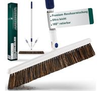 Splendole Swivel broom, premium indoor broom sweeping brush, 45 cm wide, telescopic handle, ultra light weight, premium soft horsehair bristles