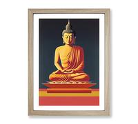 Splendorous Buddha Framed Print for Living Room Bedroom Home Office Décor, Wall Art Picture Ready to Hang, Oak A2 Frame (64 x 46 cm)